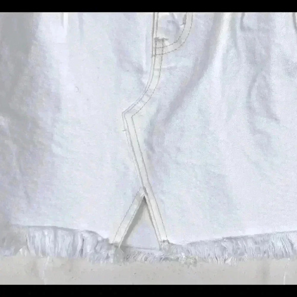 New!Free People Side Car In White Clay Mini Coquette Denim Skirt - Picture 4 of 4